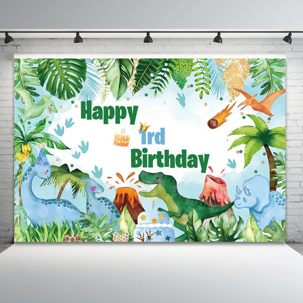 Dinosaur Theme Baby Birthday Photography Backdrops Jungle Safari