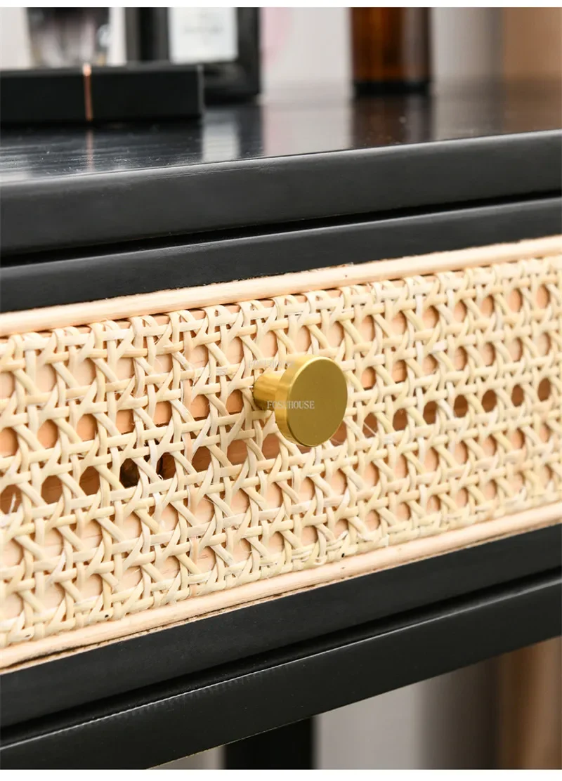 Description Picture 6 of itemJapanese rattan Dressing tables solid woodFOSUHOUSE Office Storage Side Cabinet with Drawers  Home dressers Bedroom Furniture S