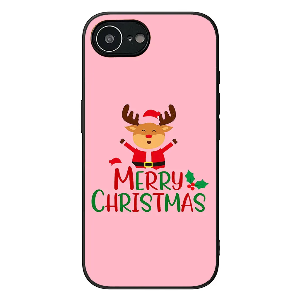 Merry Christmas Holiday Phone Case with Santa Claus, Tree, and Snowman Design