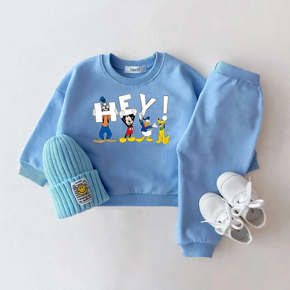 Mickey Baby Boy Tracksuit Toddler Girl Cartoon Long Sleeved Top + Pant Spring Autumn Children Suits 3