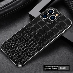 Luxury Genuine Leather Phone Case with Soft Edges and Shockproof Camera Protection - iPhone 14 (Black(1))