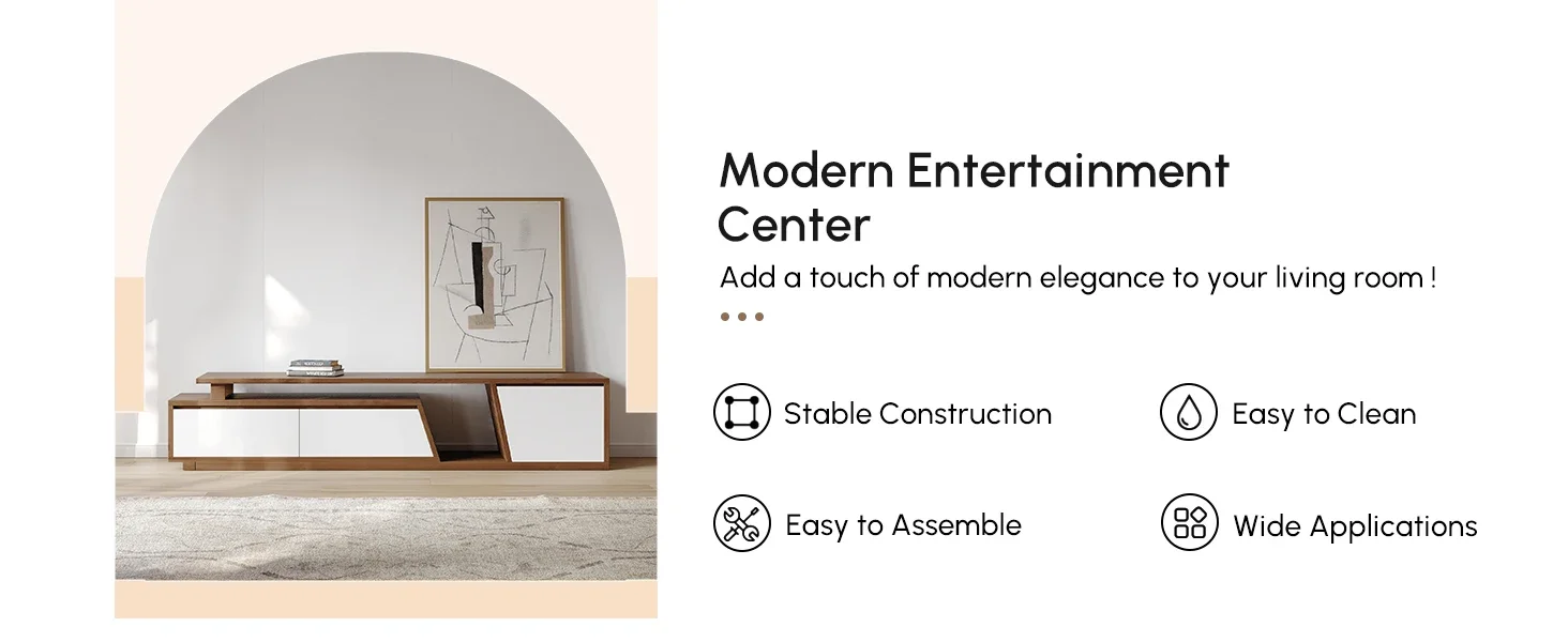  Modern TV Stands with Storage, Entertainment Center with Shelves & Drawer/Cabinet