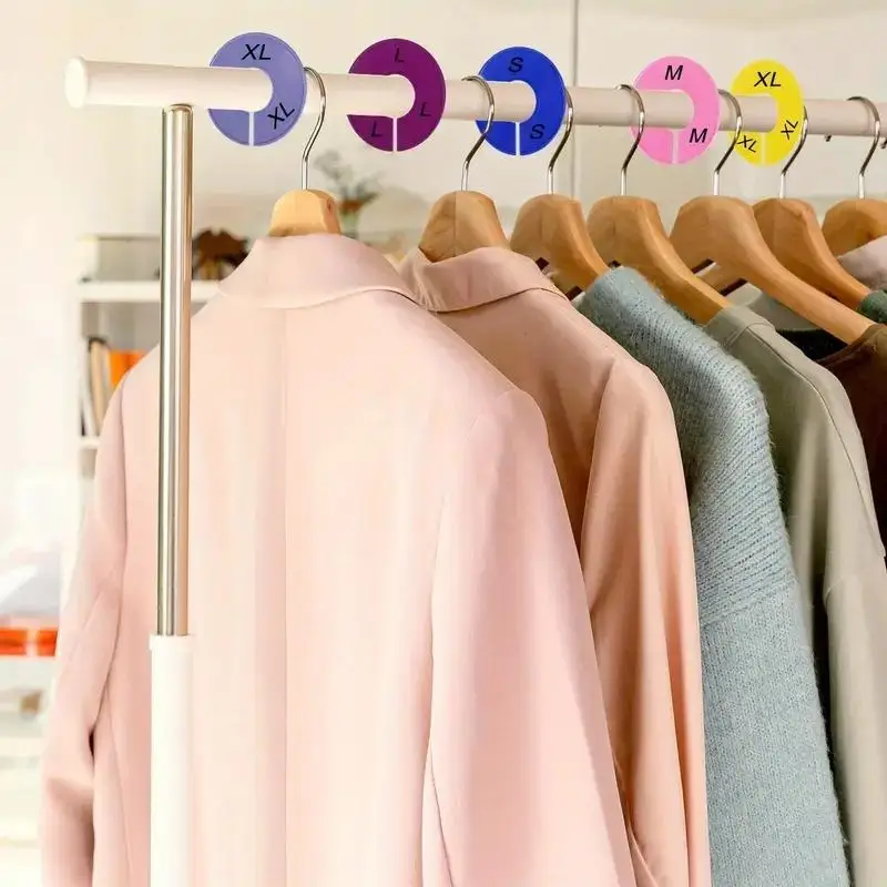 10Pcs Plastic Clothing Rack Size Dividers Round Hangers Closet Dividers Garment Tags Size Marking Ring