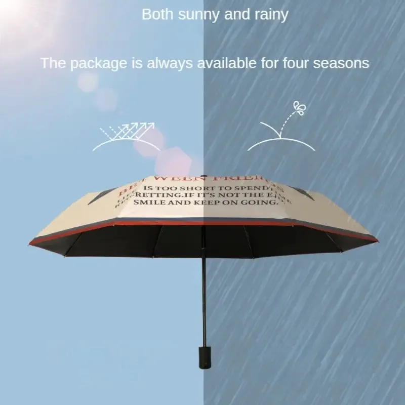 American Retro Umbrella Folding Umbrella High-end Female Rain Cartoon Thickened Vinyl Cute Student Fully Automatic