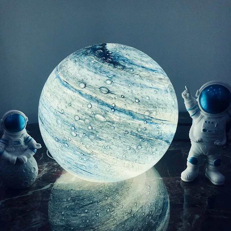 

Wandering Planet Night Light Gift Glass Cover Saturn Moon Bedside Table Lamp