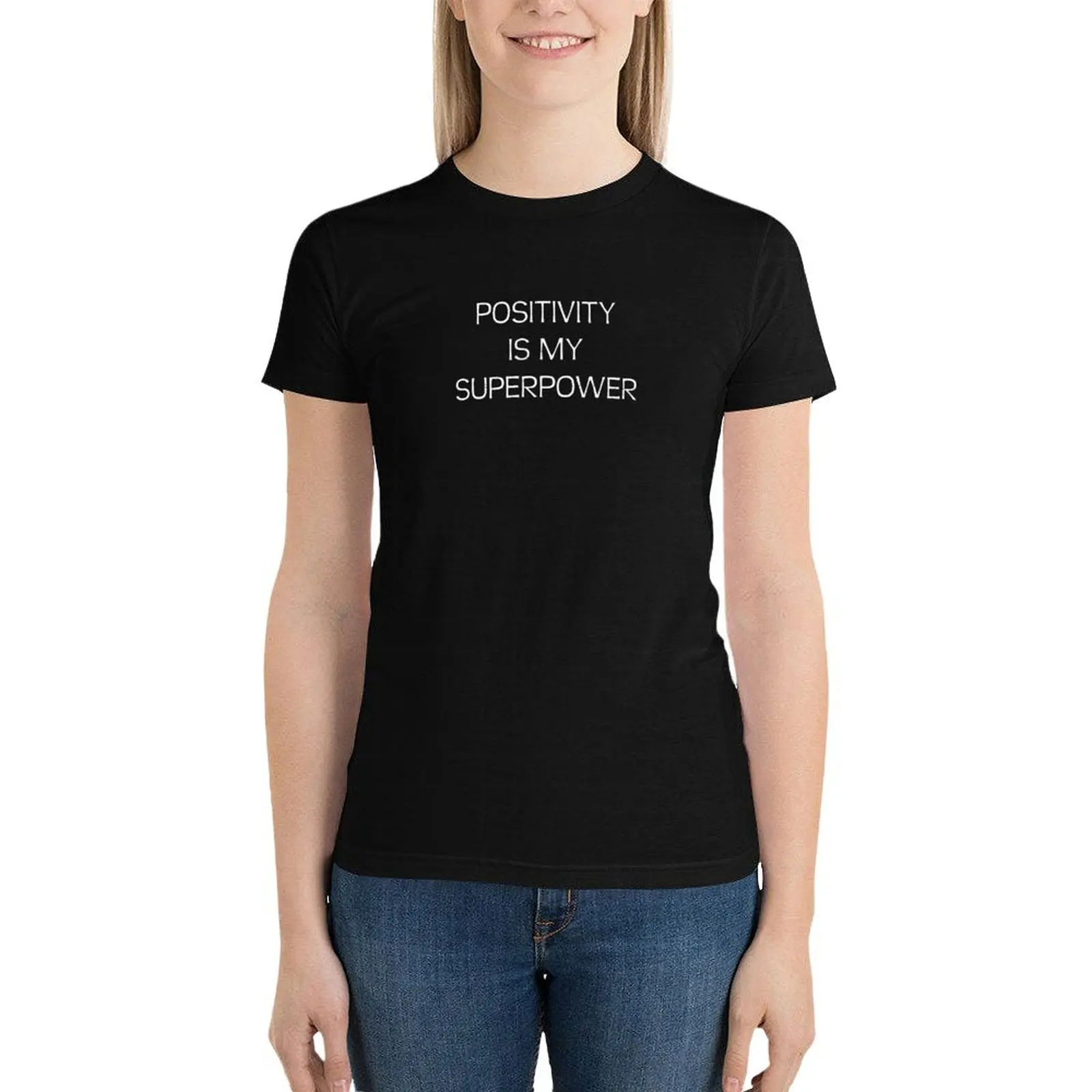 Positivity is my superpower T-Shirt graphics female anime clothes plus size tops t-shirts for Women pack
