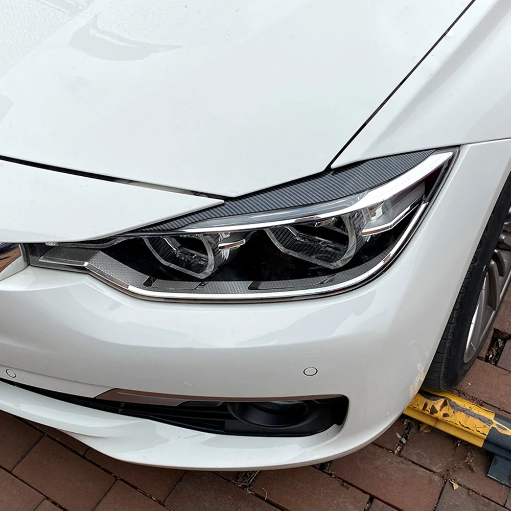 탄소 섬유 전면 도금 헤드라이트 커버, 헤드 라이트 램프, 눈꺼풀 눈썹 트림 ABS, BMW F30 F35 2013-2019, 2 개