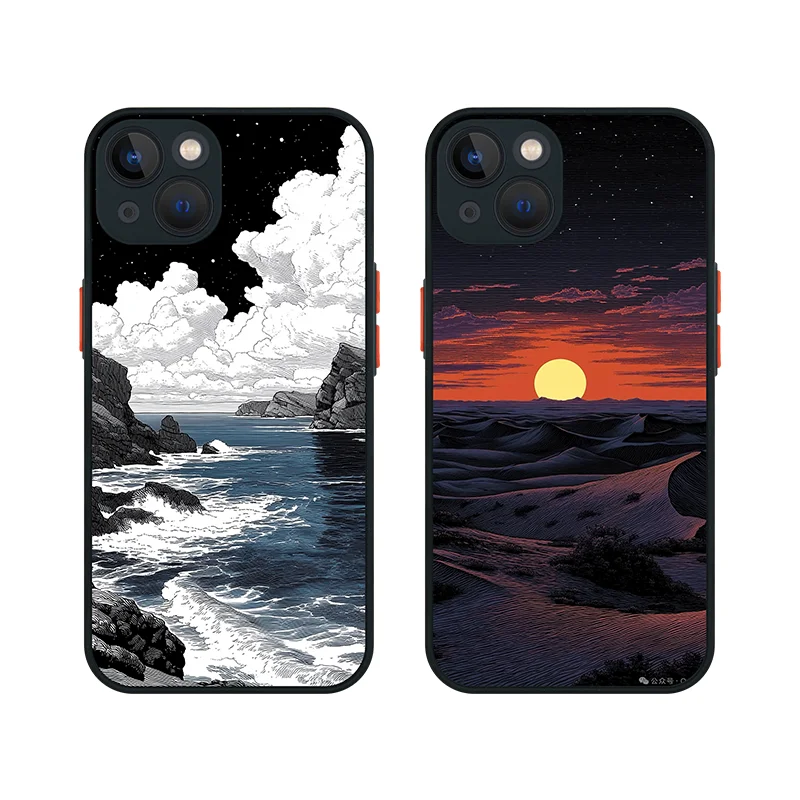 Anime Landscape Scenes Black Phone Case - Premium Silica Cover