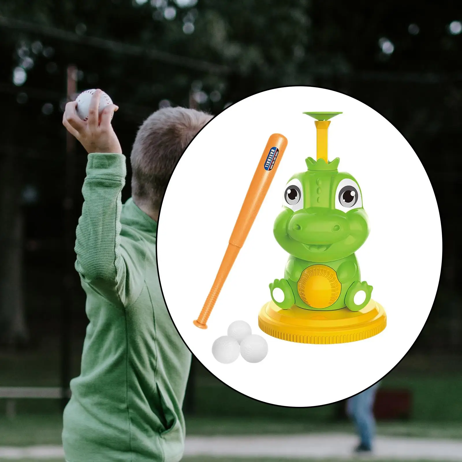 Kids Baseball Pitching Machine Retractable Baseball Bat Backyard Activities Outdoor Sport Toy for Boys Girls Ages 4-6 Years