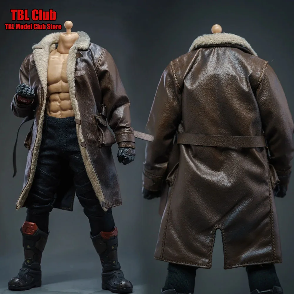 

1/12 Men Soldier Retro Anime Jacket Long Brown Fur Collar Lapel Leather Trench Coat Fit 6inch Plus Size Action Figure Toy