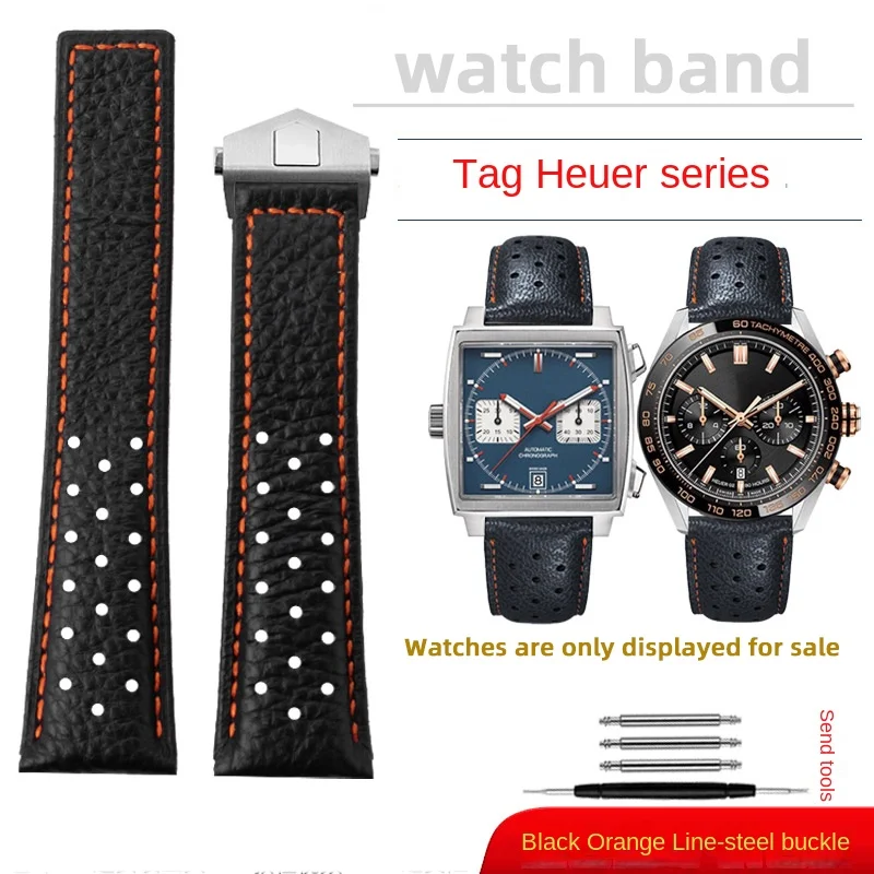 Premium 22mm Breathable Cowhide Leather Men's Watch Strap
