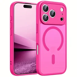 Magnetic Matte Translucent Phone Case with MagSafe Wireless Charger Compatibility - iPhone 15 Plus (Red)