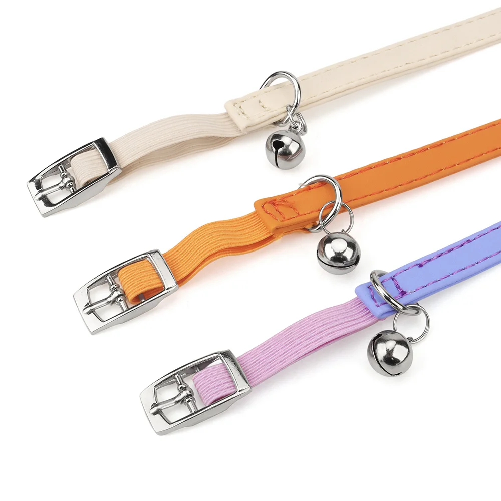Title 18, PU Cat Collar with Elastic Webbing Adjustable M...