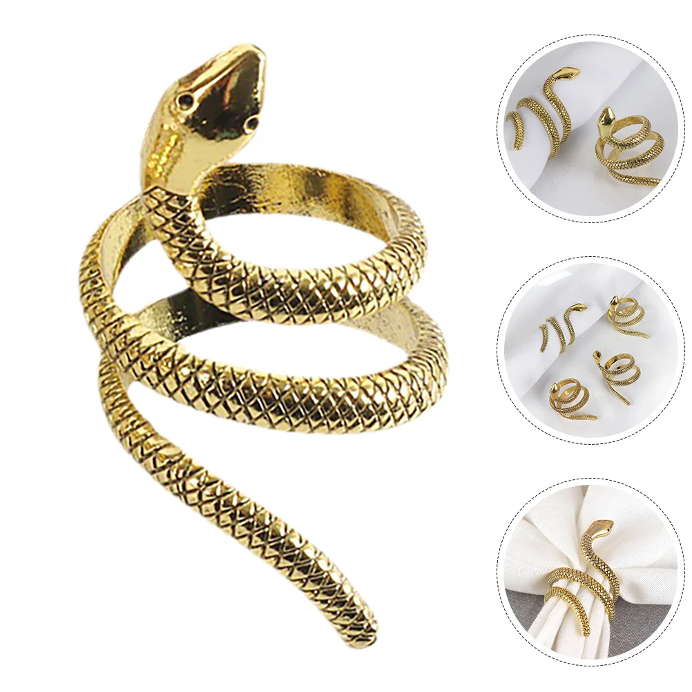 4 Pcs Grace Wedding Snake Napkin Ring Banquet Decorations for Ceremony Zinc Alloy Dining Table Rings Modern