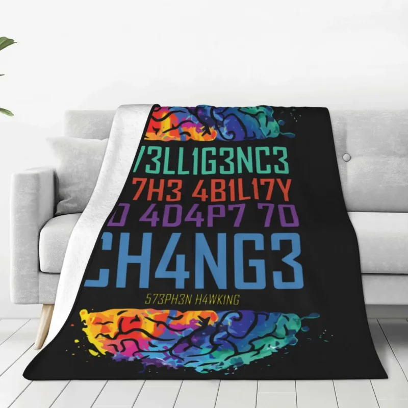 

Knitted Blanket Coral Fleece Plush Intelligence is The Ability to Adapt to Change Lightweight Throw Blankets for Bed Bedspread