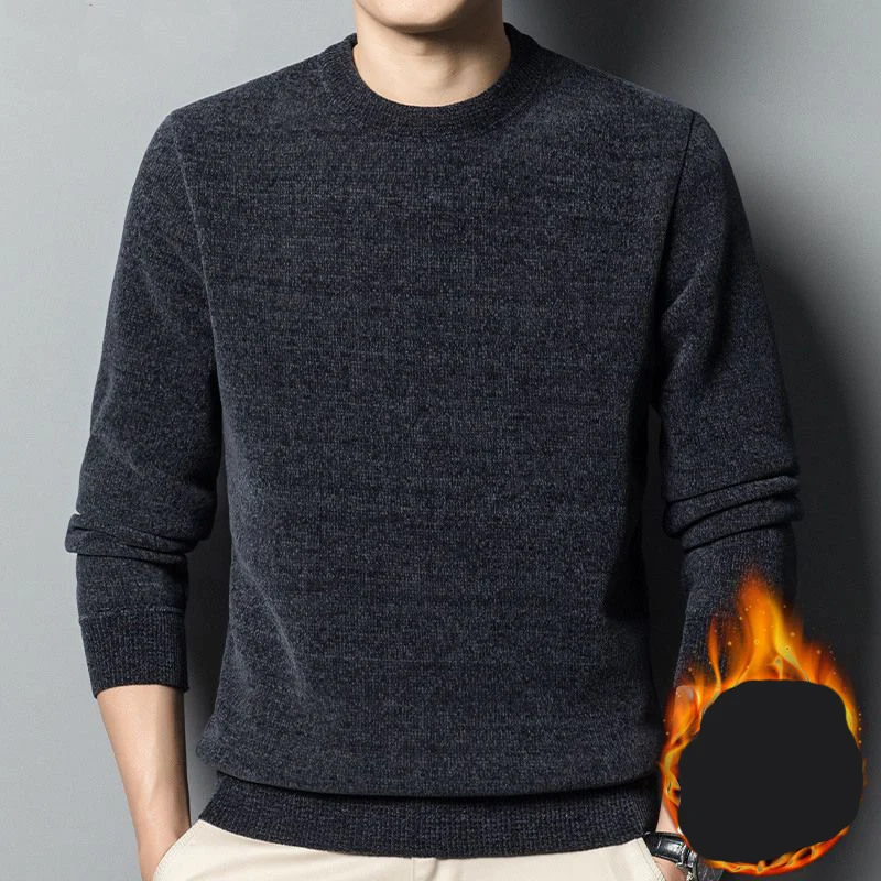 Autumn Winter Solid Fashion Harajuku Sweaters Men All Match Loose Casual Knitting Tops Long Sleeve Pullover Thick Male Clothes