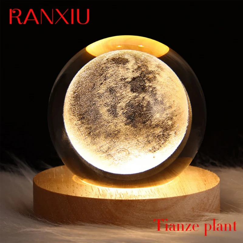 

Custom 3D Glowing Planetary GalaxyAstronaut 6CM Crystal Ball Night Lights USB Power Warm Bedside Light Kid Gift Night Lamp
