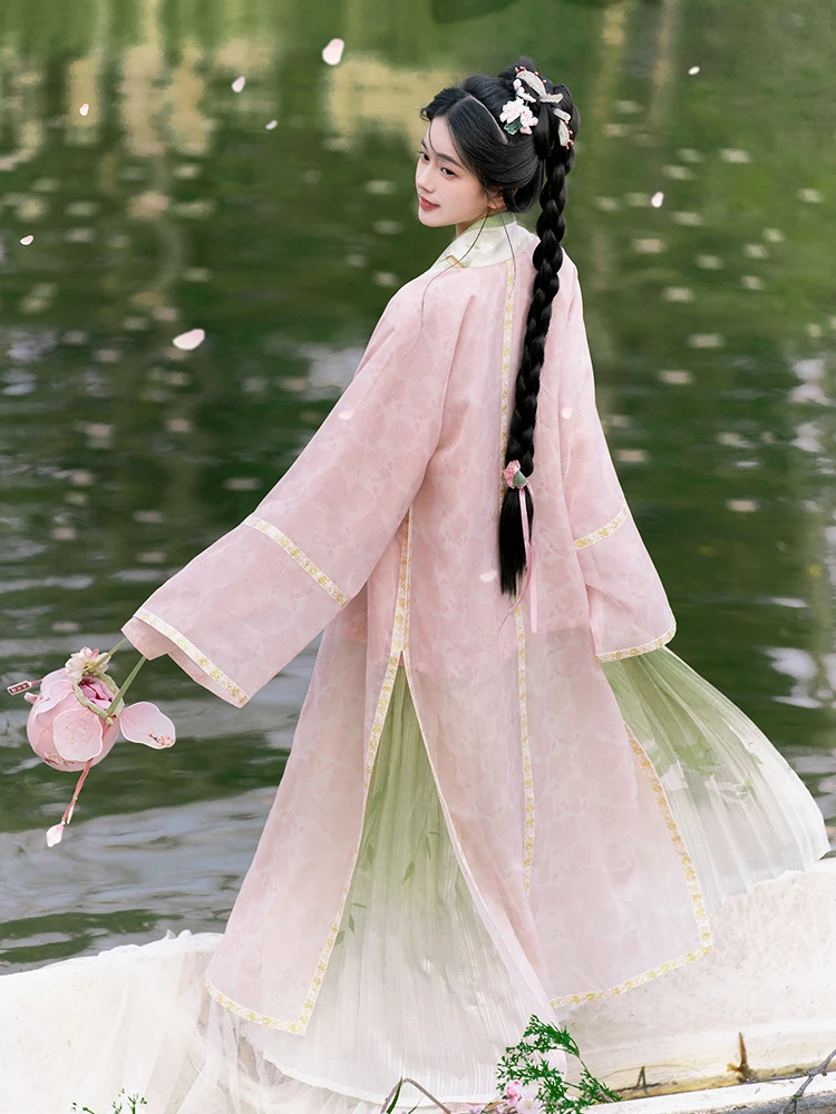 Pale Pink Plane Long Sleeve Embroidery BeiZi Green Best Lap Silk Condole Belt Hanfu Female Summer Dress Day