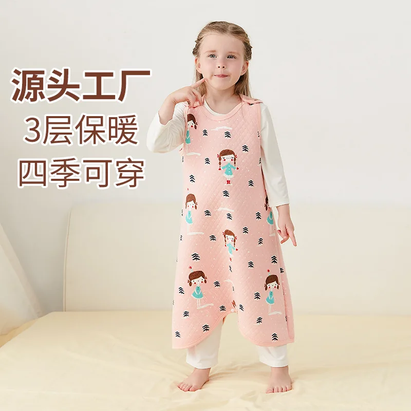 

Babai Rabbit Spring, Autumn and Winter Baby Anti-Kick Quilt Vest-Style Infant Four Seasons Universal Warm Sleeping Bag Children