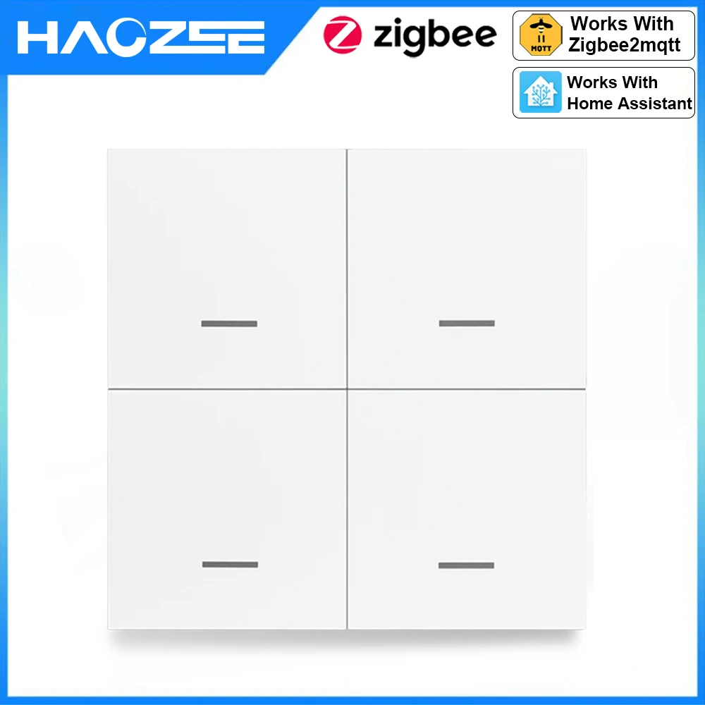 Smart ZigBee 4 Gang 12 Scene Switch Push Button Controller Support DeCONZ Zigbee2mqtt Home Assistant