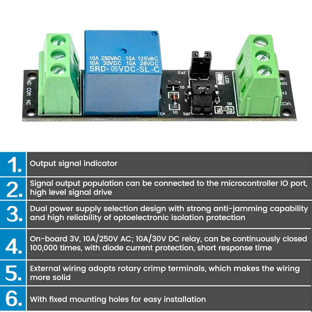3 stuks relaismodule CD4013 chip 1 kanaal NO NC enkelpolig
