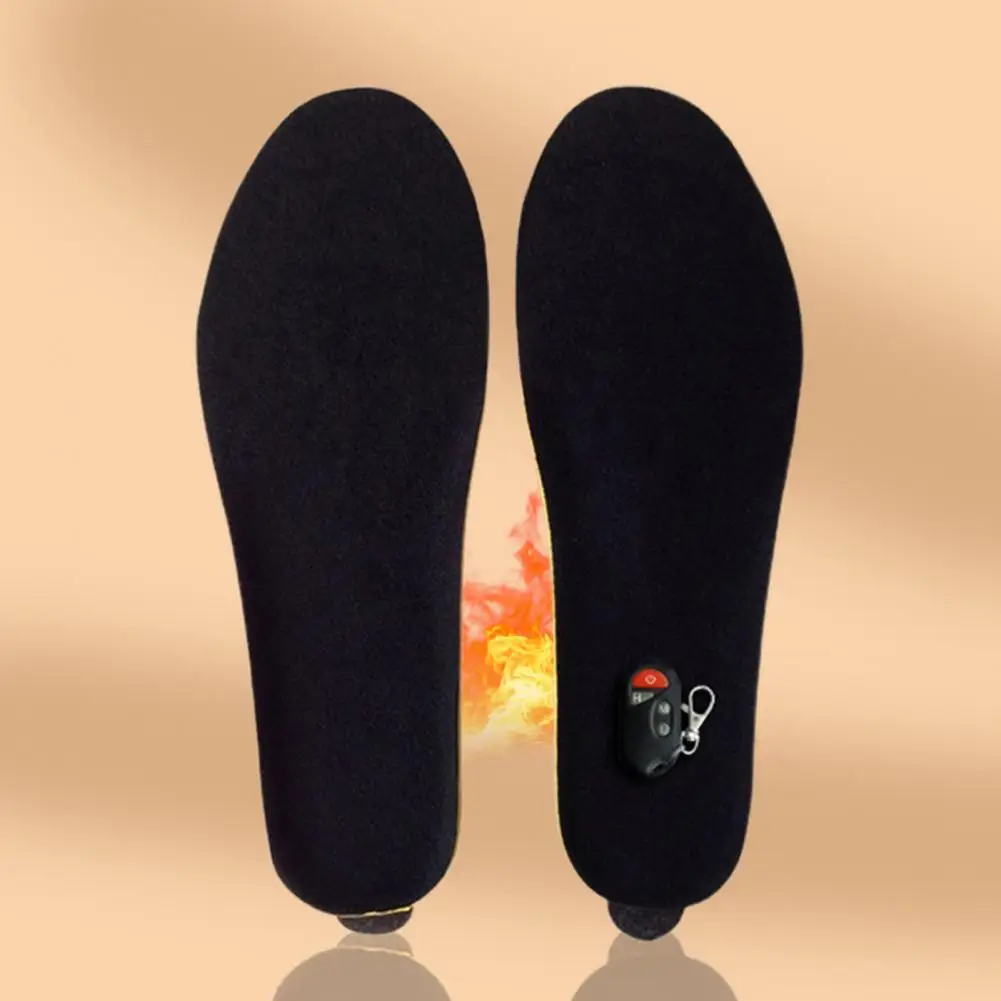 1 Pair Heated Insole Rechargeable Keep Warm Winter Washable Electric Thermal Shoe Insole with Remote Control for Daily Wear