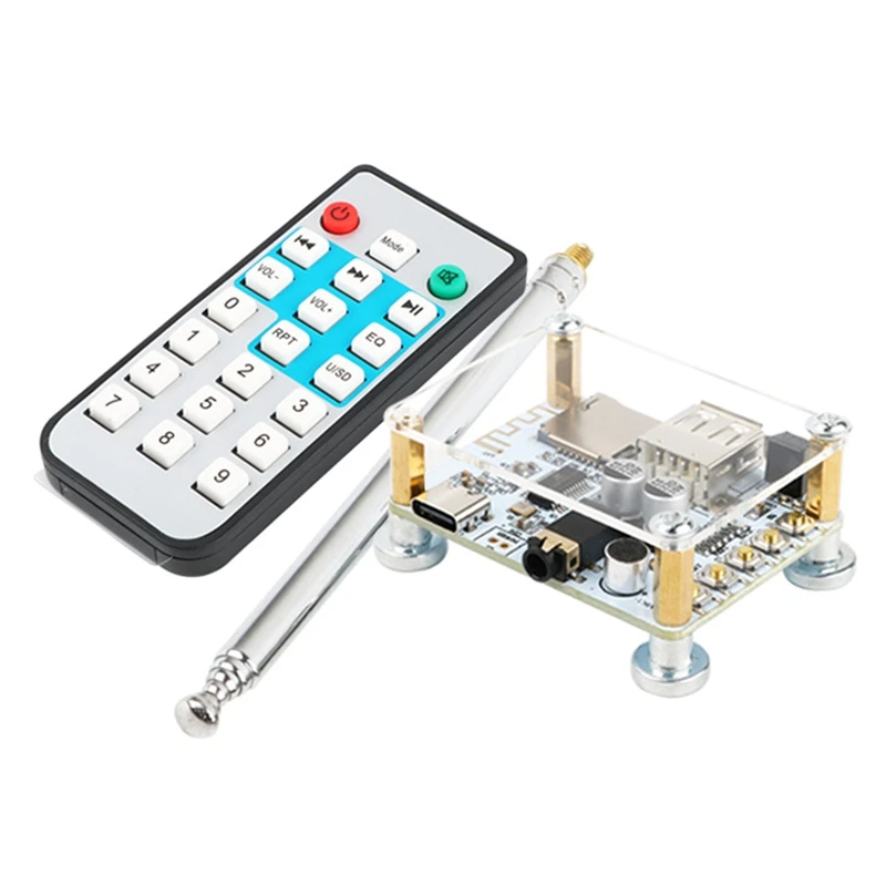 BT5.0 오디오 리시버 디코딩 모듈, 3.5Mm 오디오 케이블, 안테나, 리모컨 무선 자동차 오디오 앰프 라디오 DIY