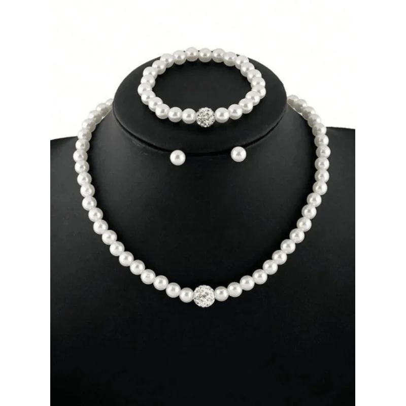 4pcs Faux Pearl Beaded Jewelry Set (Necklace, Bracelet, Earrings) – Elegant Gift for Parties. - 2