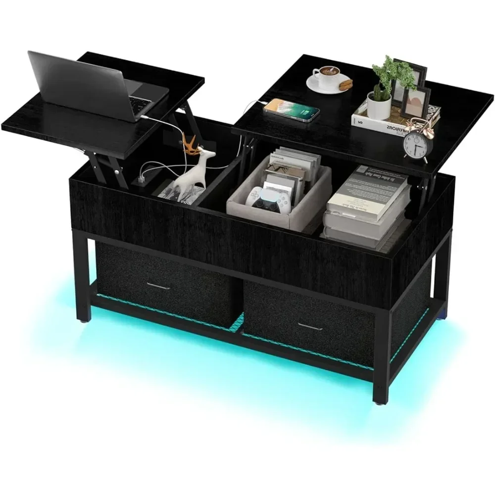 Lift Top Coffee Table With Storage for Living Room Furniture 39.4&rdquo; Coffe Table Set Black Corner Coffee Tables Luxury Design