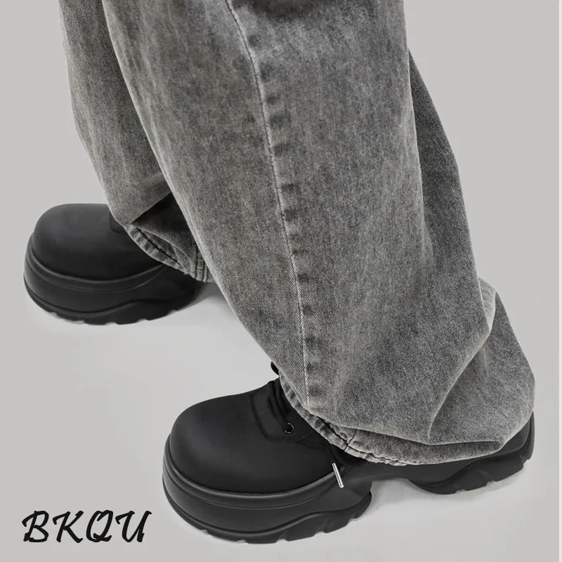BKQU Increase 7cm Derby Daddy Shoes Men 2024 New Spring and Autumn Trend Handsome High-grade Casual Sports 2