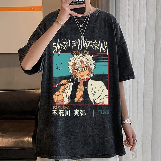 Camisetas de anime grandes dimensões masculina e feminina Kamado Nezuko,  gráfico de manga curta, camiseta de algodão, roupas para casal, verão -  AliExpress