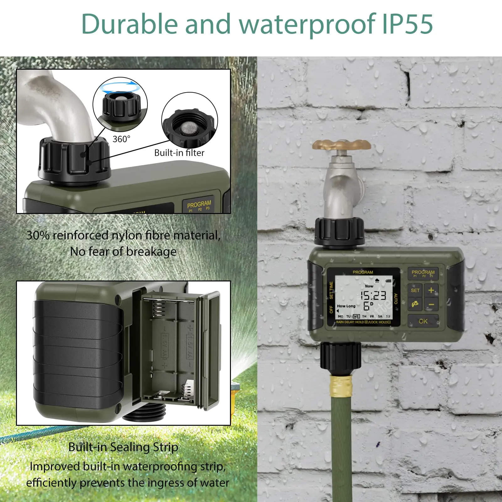 

Diivoo Sprinkler Water Timer with Individual Watering Programs, Garden Hose Drip Irrigation Timer with Automatic & Manual Mode