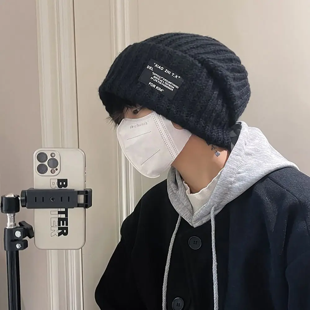 

Face Smaller Pullover Knit Cap Winter Warm INS Style Ear Protection Thicken Beanie All-match Crochet Hats Couples
