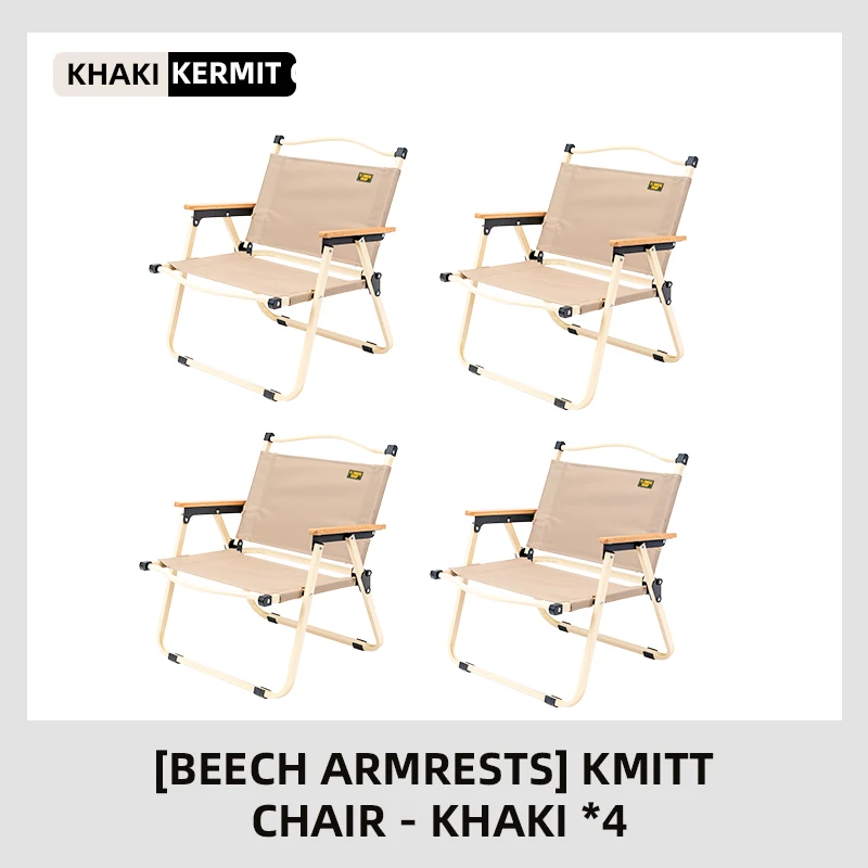 Chaise Comet pêche et camping en tissu Oxford polyester avec accoudoirs hêtre vert kaki