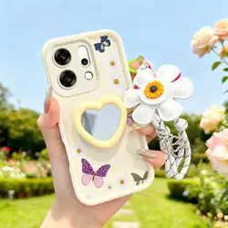 Colored Butterfly Phone Case Set with Lanyard and Craft Embellishments for OPPO Reno 15c (WHITE)