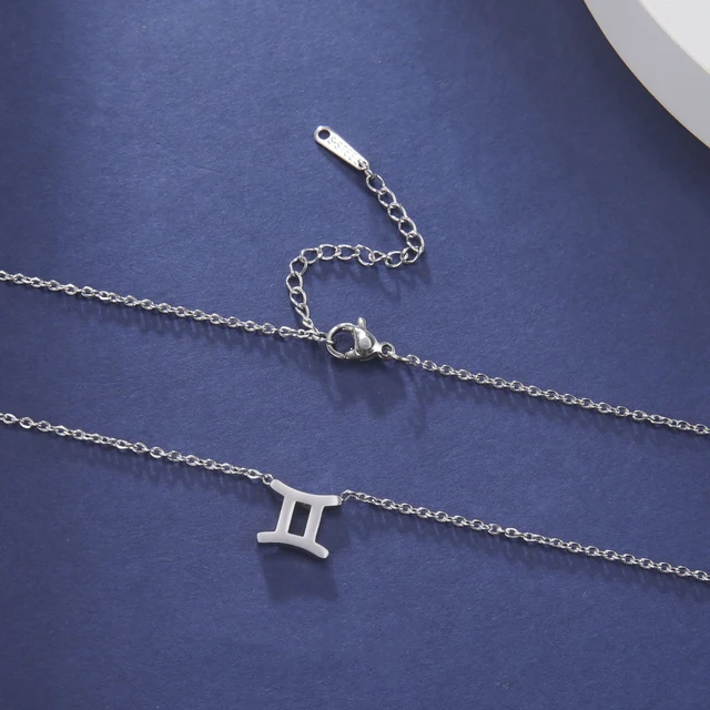 Stainless Steel Star Zodiac Sign Necklace 12 Constellation Pendant Necklace Women Aries Leo Virgo Gemini Libra Pisces Jewellery 6