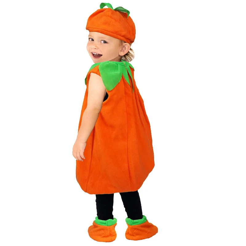 Halloween Children Birthday Suit Cute Pumpkin Cosplay Costume Male Baby Female Baby Hat Clothes Shoe Cover Carnival Party Set