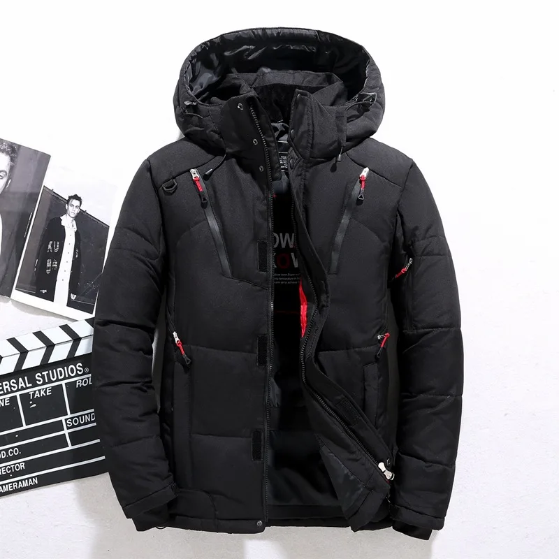 Men Down Jacket-20 Degree Winter Parkas Male White Duck Down Jacket Hooded Outdoor Thick Warm Padded Snow Coat Oversized M-4XL