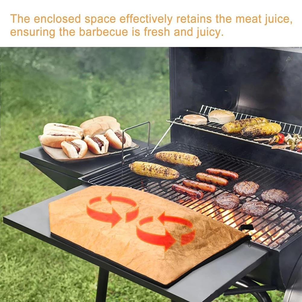 BBQ Blanket for Resting Meat with Wide Mouth Meat Resting Bag Waterproof BBQ Resting Blanket for Large Brisket/Beef/Turkey
