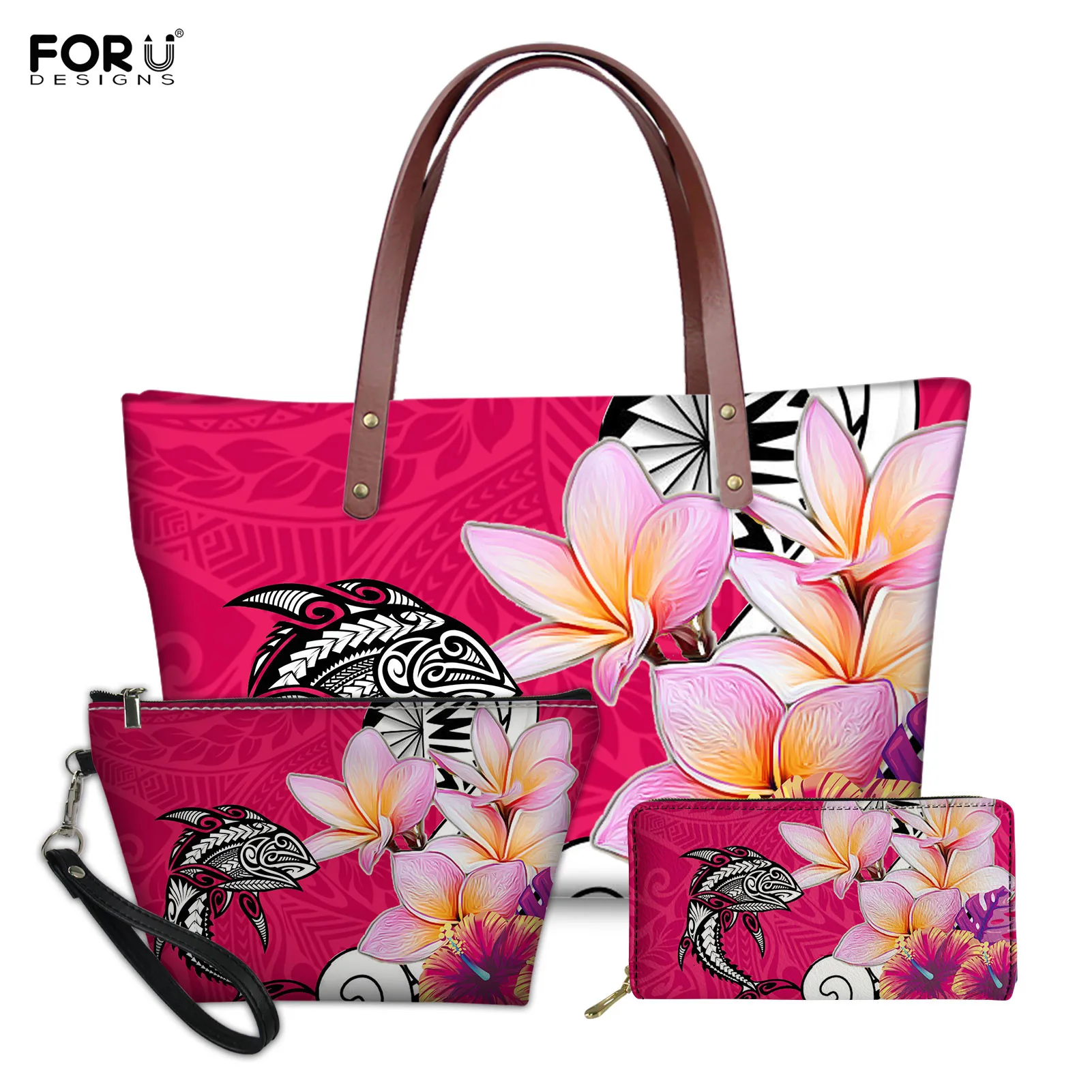 Forudesigns Borse Grandi Borse A Mano In Pu Femminile Borse A Mano Isole Polinesiane Pesce Spada Design Ragazze Borsa A Tracolla Borse Con Cerniera