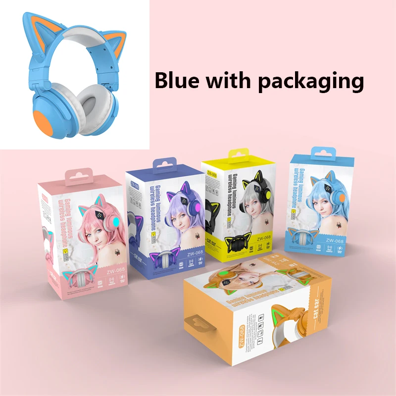 best wireless headset GAINBANG Cat Ear Wireless Bluetooth Headphone 7.1 Channel Stereo Music Game Earphone With Bilateral Mic Noise Reduction Headsets best wired earbuds Earphones & Headphones