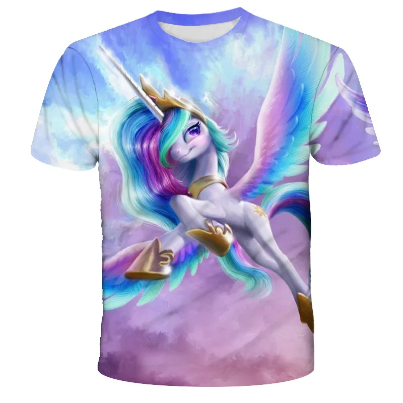 

Unicorn Printed T-shirts Boys Girls Clothes 3D Summer Wild Face Casual Short Sleeve Kids Cosplay Girls Kawaii Unicorn T-shirts