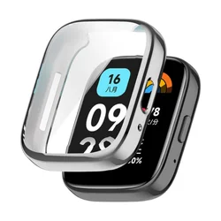 Sleek TPU Protective Case with Full Screen Cover for Redmi Watch 3 Lite (Sliver)