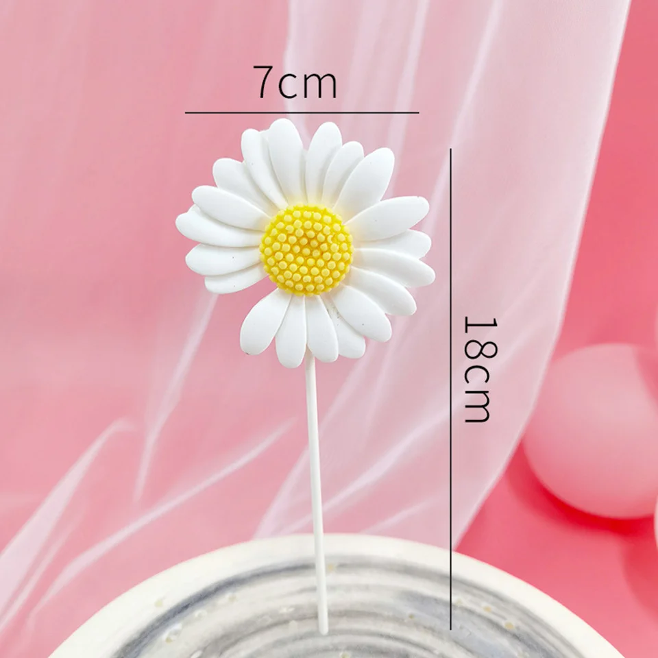 1set Resin Daisy Cake Topper Multi Size Daisy Flower Balloons for Girl‘s Birthday Party Cake Decorations Wedding Cake Decor