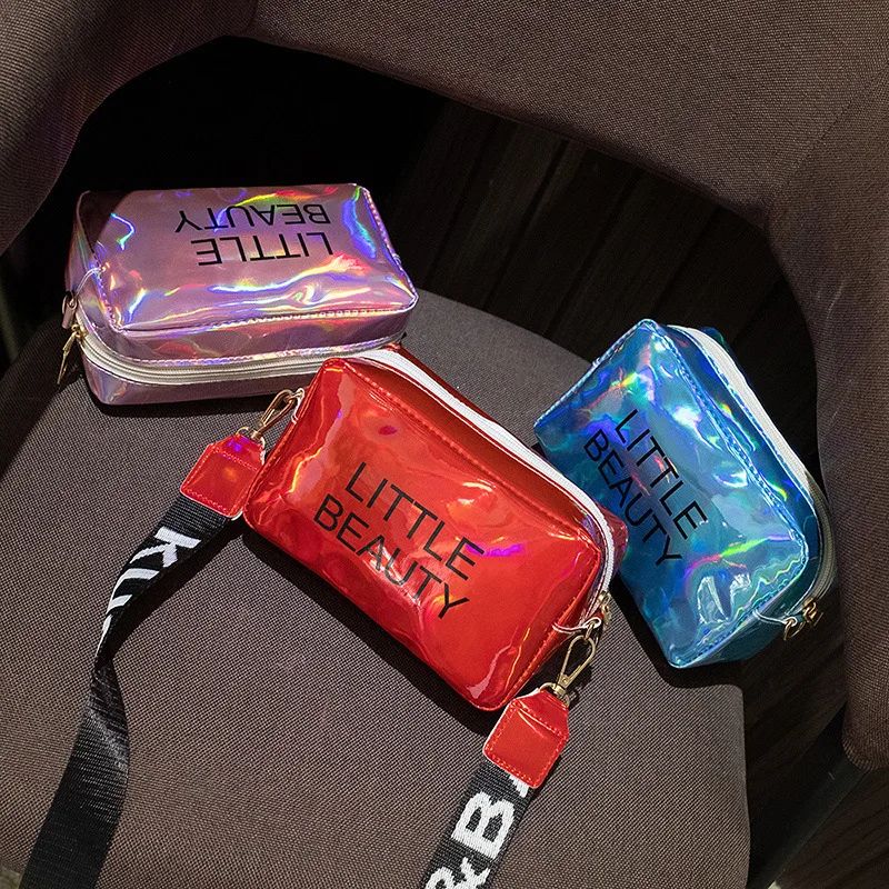 Small Women Laser Crossbody Bag Messenger Shoulder Bag PVC Jelly Small Tote Messenger Candy Colors Bags Laser Holographic Bolsa