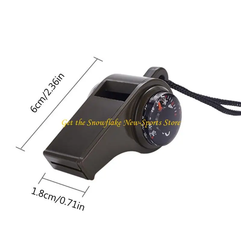 E56D 3pcs 긴급 생존 휘파람 시끄러운 안전 휘슬 하이킹 캠핑 구조 나침반과 온도계가있는 신호 휘슬