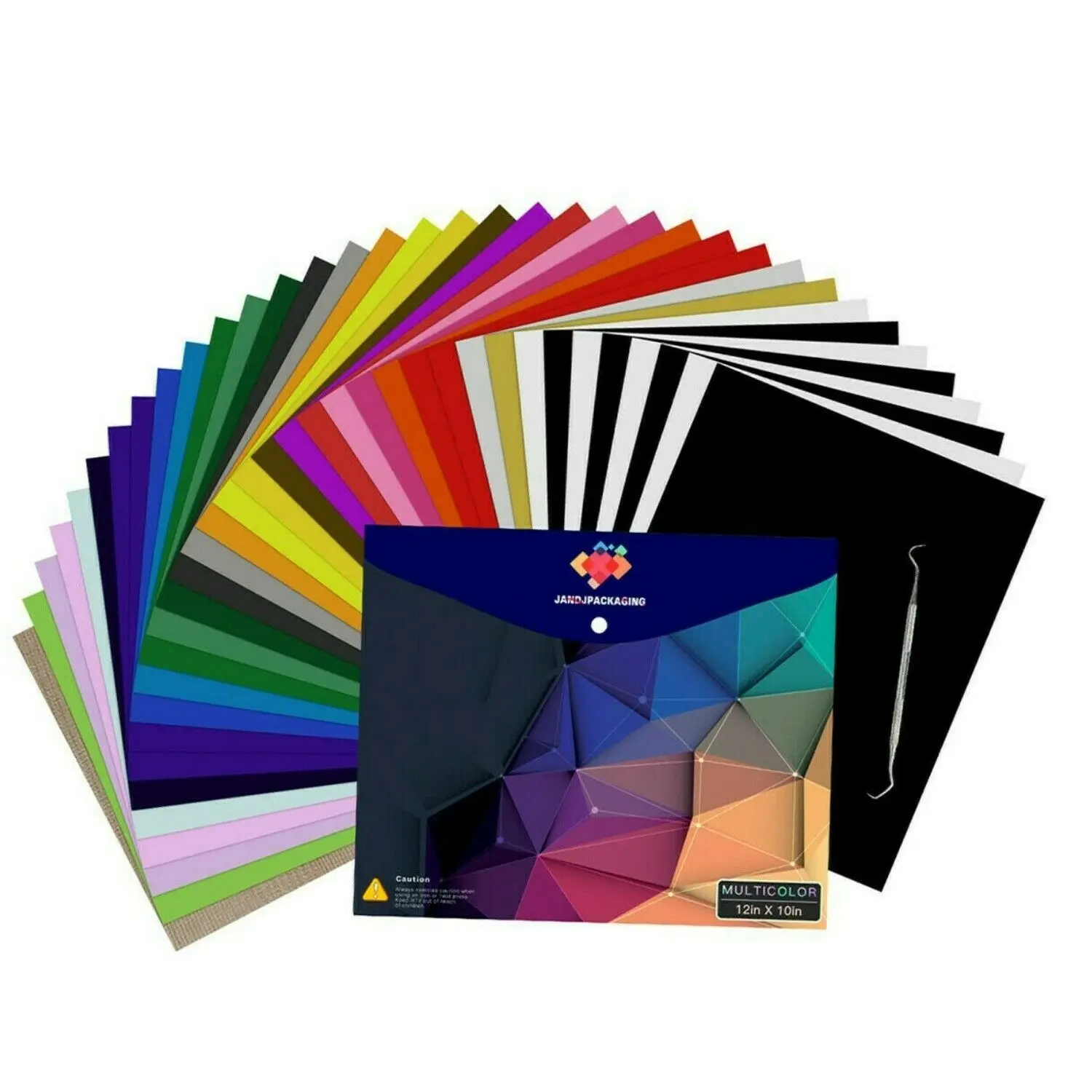 HTVRONT 47pcs 30cm*25cm PU Heat Transfer Vinyl Sheets Multi-color