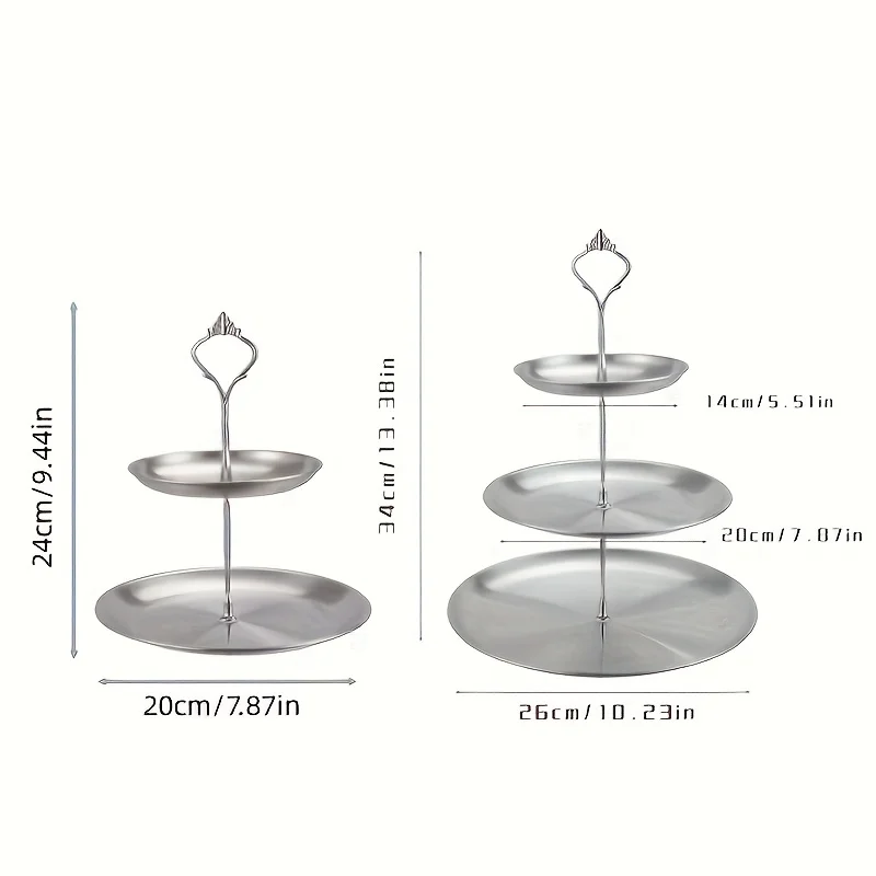 Dining Dish 1Pc Three-layer Stainless Steel Cake Tray Snack Plate Birthday Wedding Party Dessert Stand Table Display