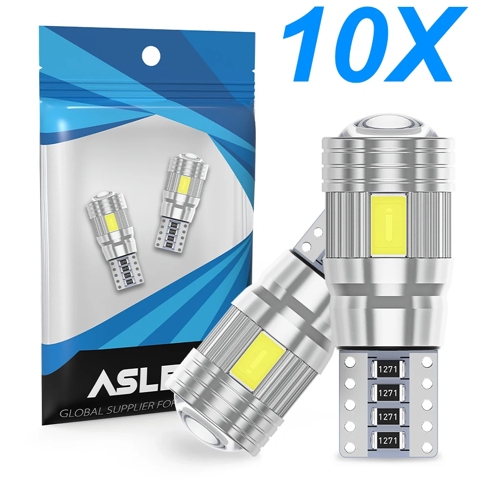 

10x Car T10 LED Bulb 5630 6 SMD 12V White 6500K W5W LED Signal Light Auto Interior Wedge Side License Plate Lamps 5W5 194 168