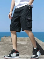 US Oversized  5XL Summer Solid Shorts Men Big Size Social Elastic Waist Men Shorts Outwear Black Beach Chubby Cargo Shorts 1